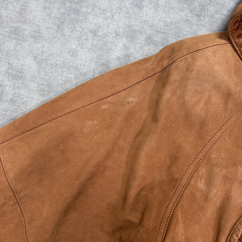 VTG Wilsons Adventure Bound brown leather parka outdoors safari womens XS - Picture 6 of 13